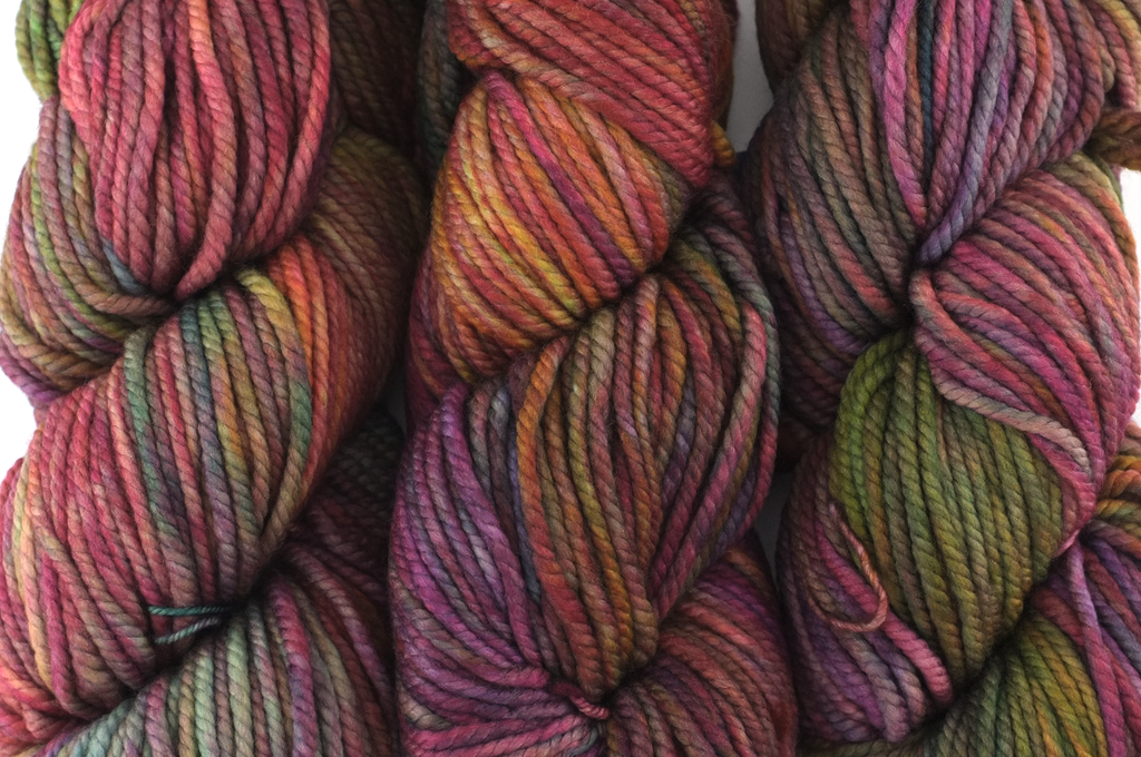 Malabrigo Chunky in color Diana, Bulky Weight Merino Wool Knitting Yarn, warm rainbow shades, #886 - Red Beauty Textiles