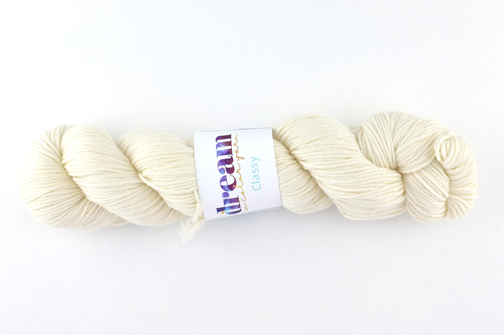 Dream in Color Classy color Crying Dove 001, worsted weight superwash wool knitting yarn, off-white, natural semi-solid by Red Beauty Textiles