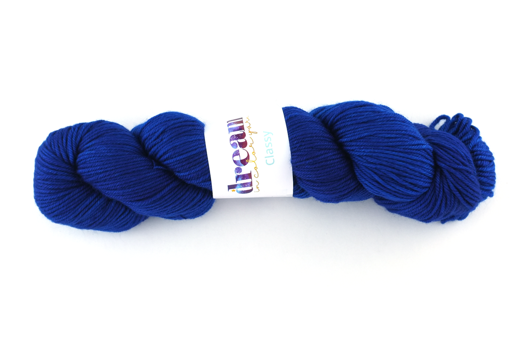 Dream in Color Classy color Revenue Blue 081, worsted weight superwash wool knitting yarn, bright cobalt blue by Red Beauty Textiles