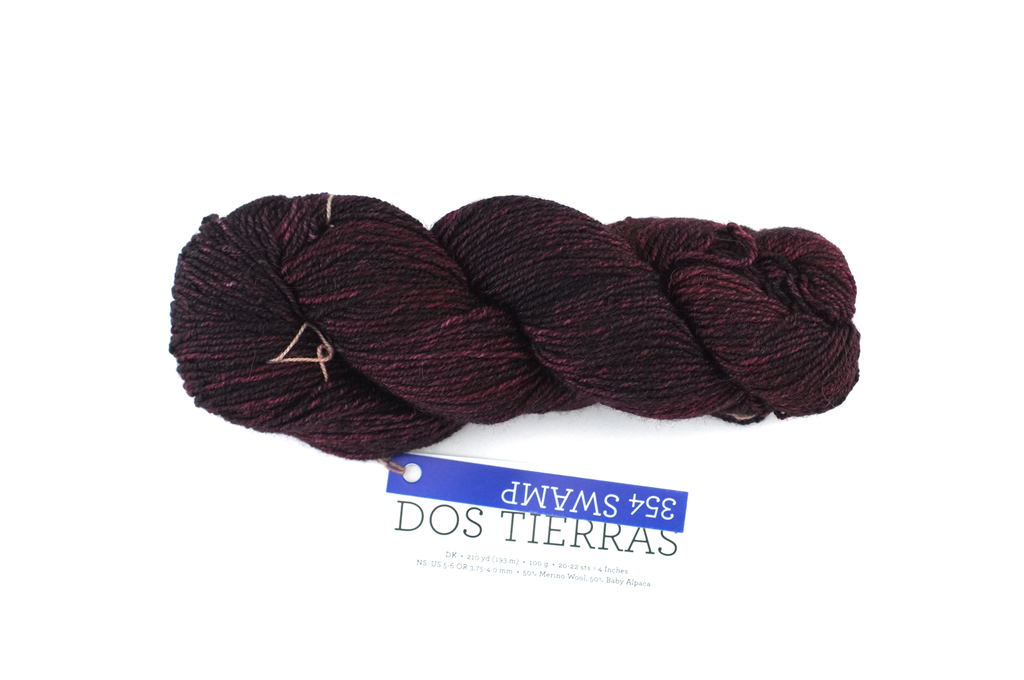 Malabrigo Dos Tierras in color Swamp, DK Weight Alpaca and Merino Wool Knitting Yarn, dark red, #354 - Red Beauty Textiles