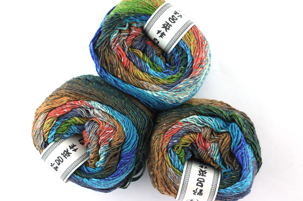 Noro Haruito, silk-cotton yarn, worsted weight, blues, greens, dragon skeins, col 01 by Red Beauty Textiles