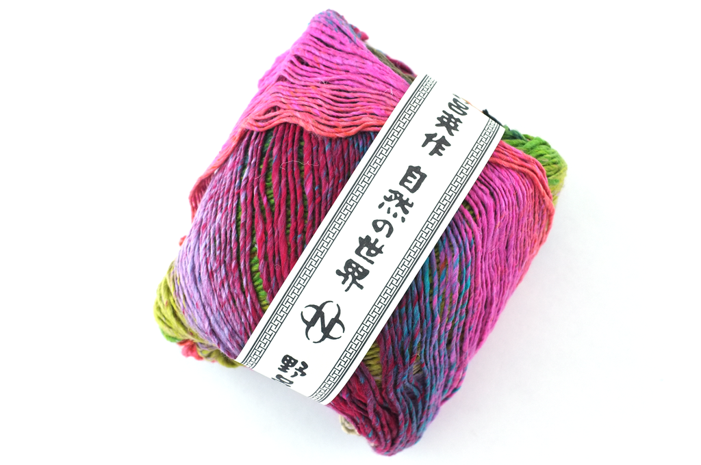 Noro Haruito, silk-cotton yarn, worsted weight, hot pink, greens, dragon skeins, col 02 by Red Beauty Textiles