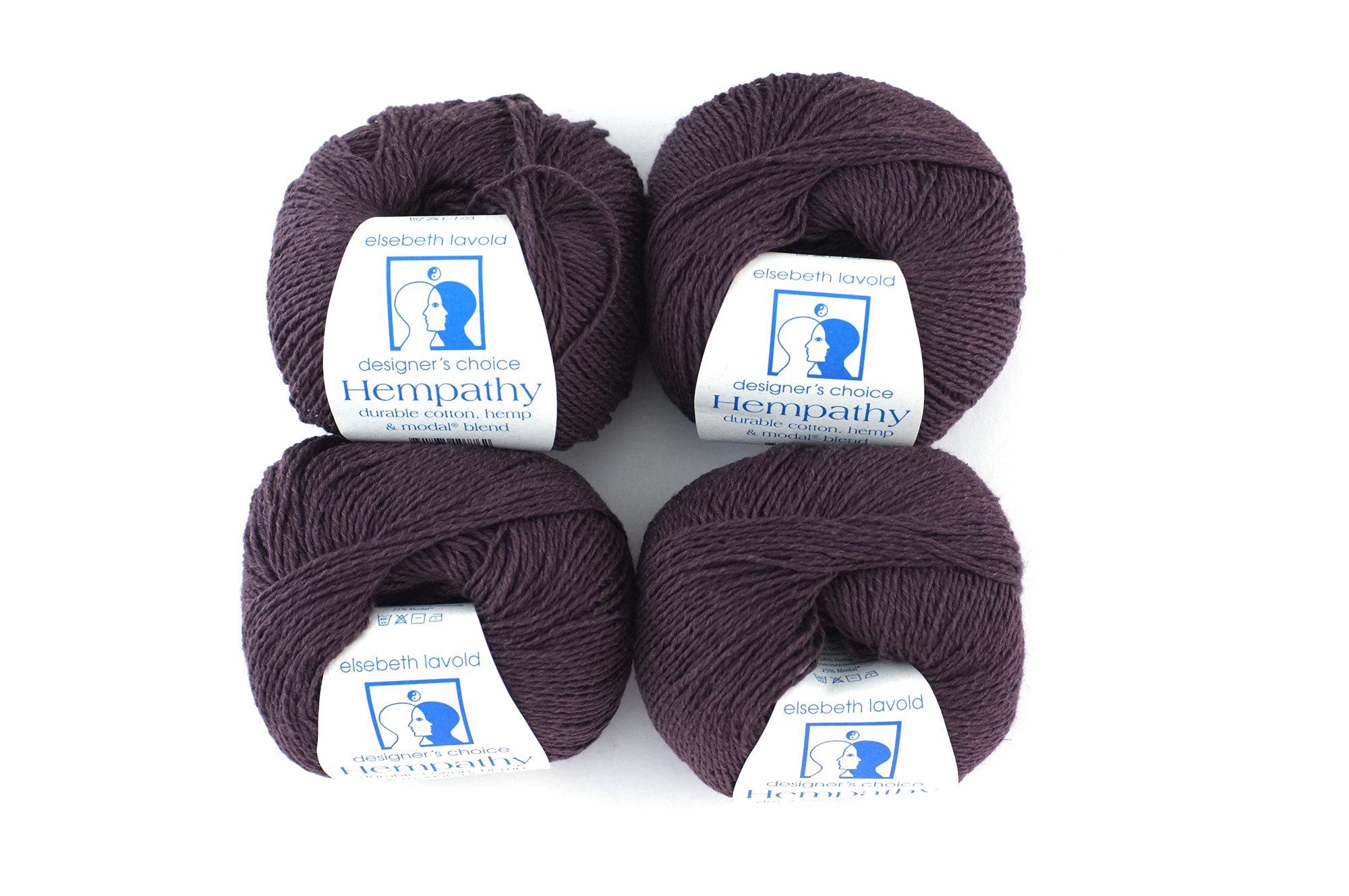 Hempathy no 087, Deep Mulberry, hemp, cotton, modal knitting yarn in dark fig, linen-like DK weight knitting yarn by Red Beauty Textiles