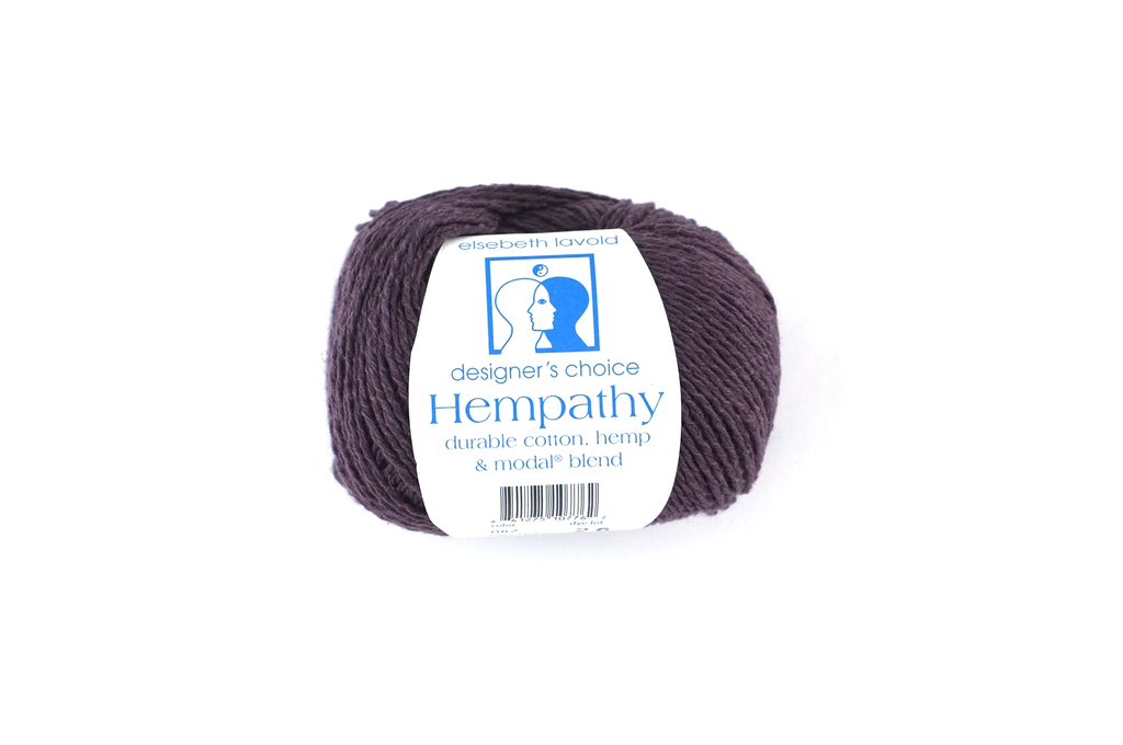 Hempathy no 087, Deep Mulberry, hemp, cotton, modal knitting yarn in dark fig, linen-like DK weight knitting yarn by Red Beauty Textiles
