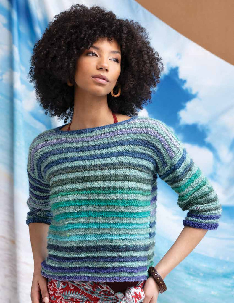 Laguna Beach pullover with Noro Silk Garden free digital knitting pattern by Red Beauty Textiles