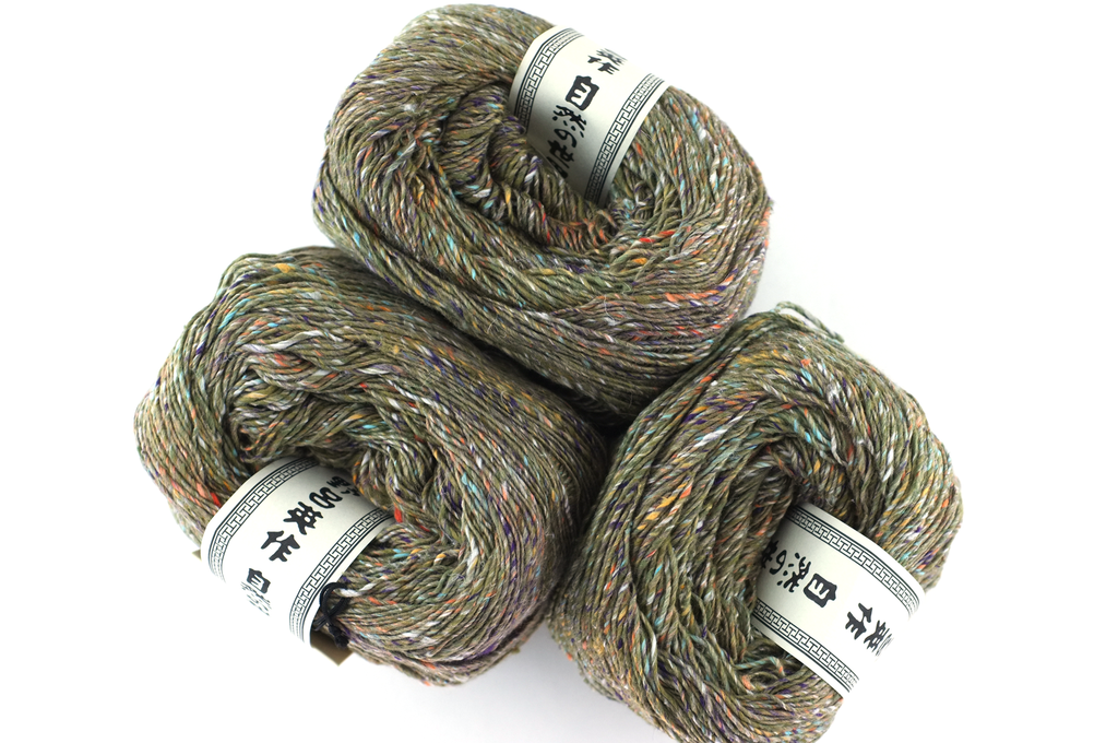 Noro Kakigori, cotton and silk sport/DK weight yarn, olive tan tweed, jumbo skeins, col 32 by Red Beauty Textiles