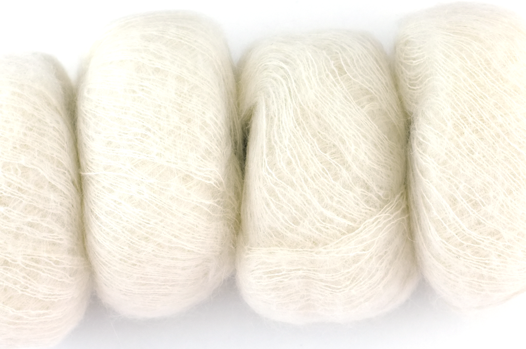 Rowan Kidsilk Haze, Cream #634, neutral off-white, mohair/silk laceweight yarn - Red Beauty Textiles