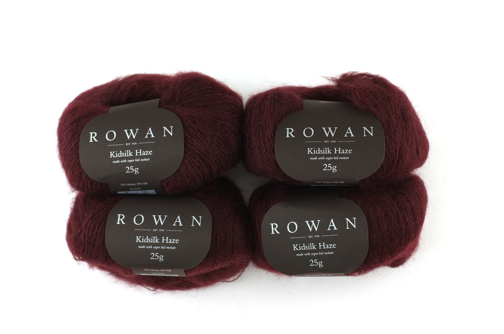 Rowan Kidsilk Haze, Liqueur #595, dark brick red, mohair/silk laceweight yarn - Red Beauty Textiles