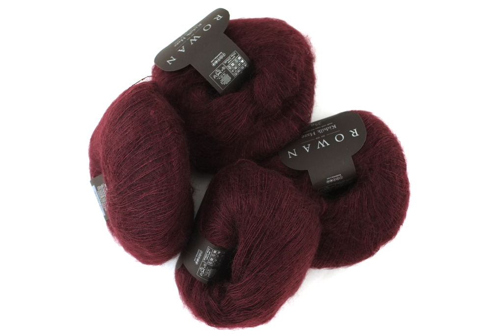 Rowan Kidsilk Haze, Liqueur #595, dark brick red, mohair/silk laceweight yarn - Red Beauty Textiles