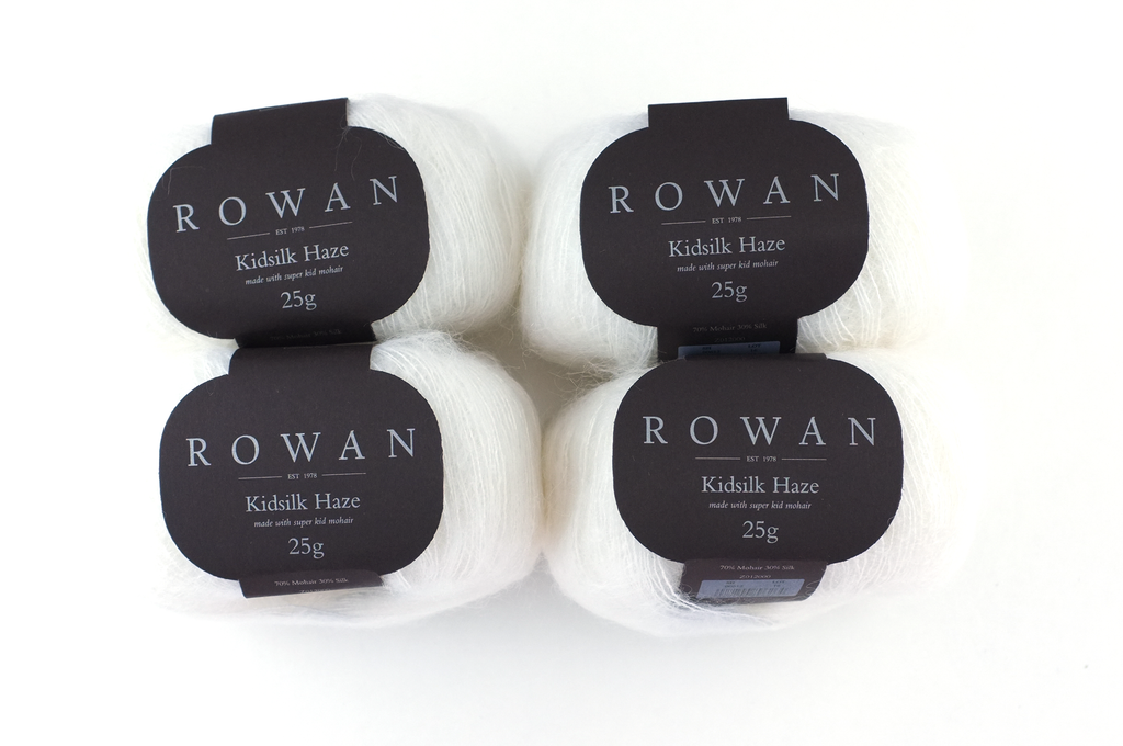 Rowan Kidsilk Haze, White #612, neutral pure white, mohair/silk laceweight yarn - Red Beauty Textiles