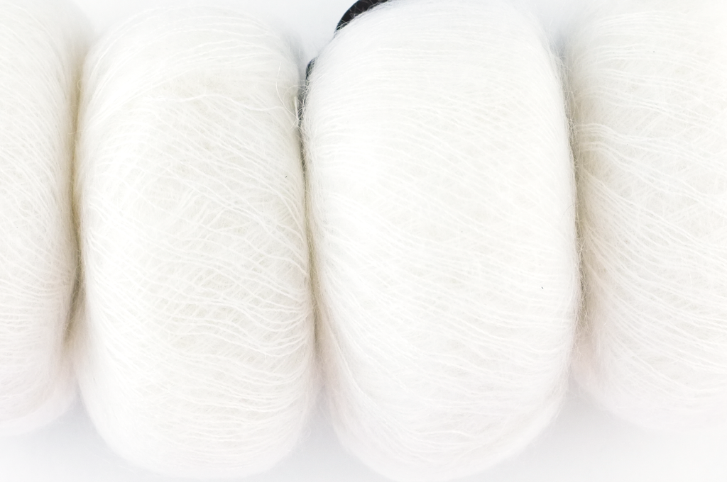 Rowan Kidsilk Haze, White #612, neutral pure white, mohair/silk laceweight yarn - Red Beauty Textiles