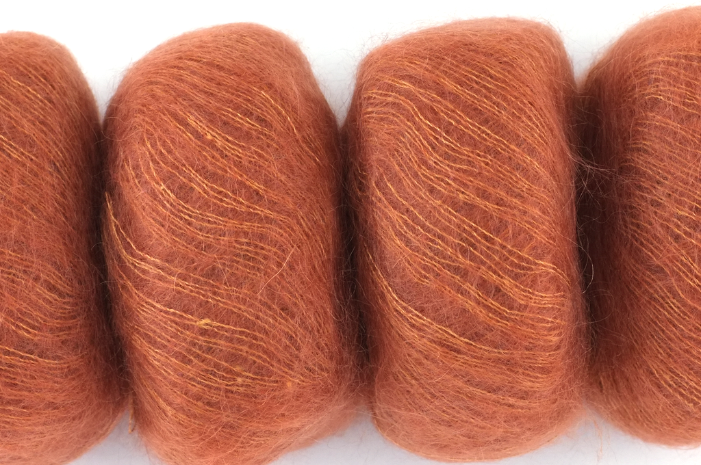 Rowan Kidsilk Haze, Caramel #732, medium rust orange, mohair/silk laceweight yarn - Red Beauty Textiles