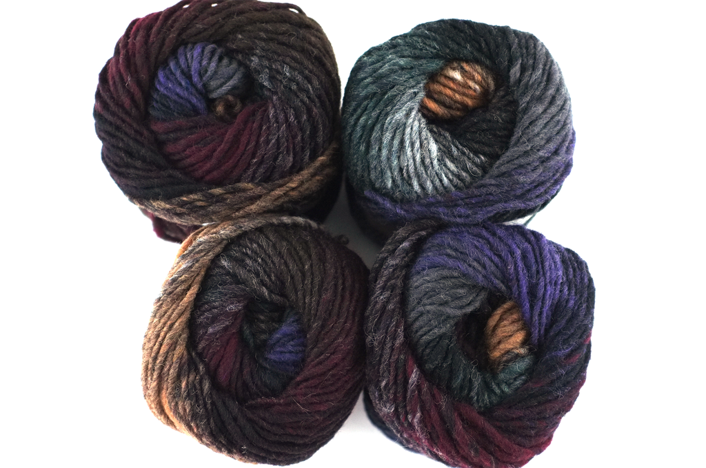 Noro Kureyon Color 51, Worsted Weight 100% Wool Knitting Yarn, neutrals with dark shades of wine, purple
