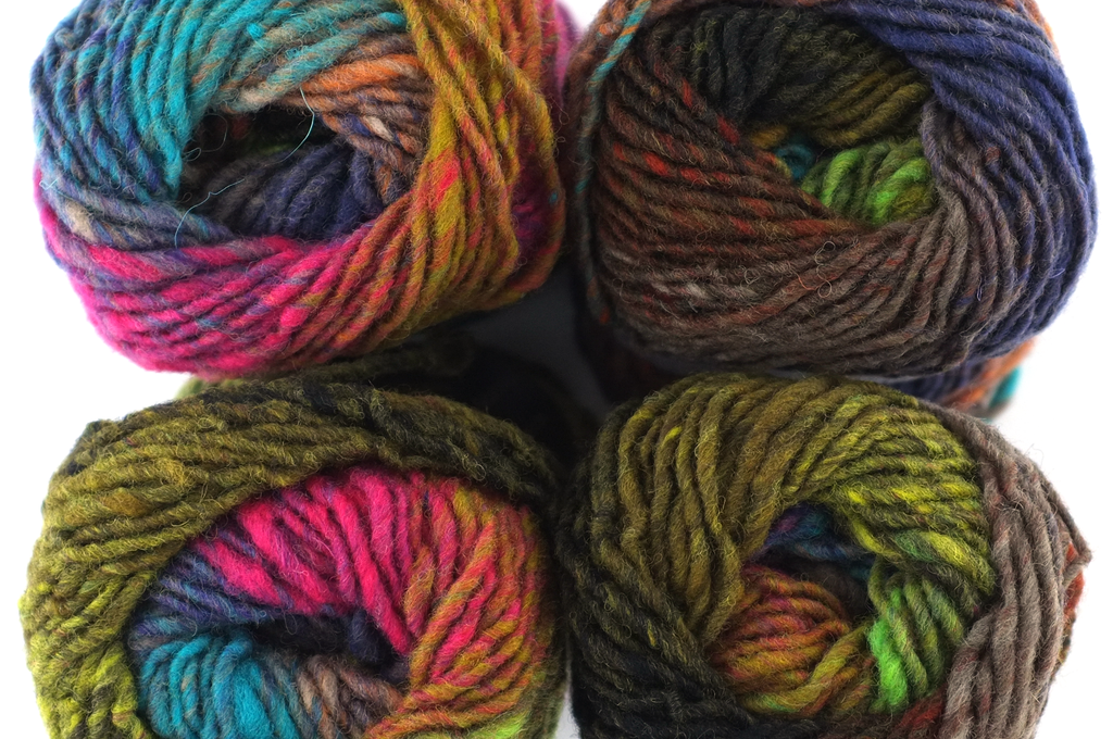Noro Kureyon, 100% wool yarn, color 393 teal, chestnut, rust, pink - Red Beauty Textiles