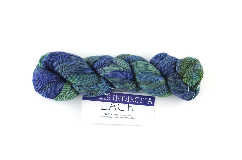 Malabrigo Lace in color Indiecita, Lace Weight Merino Wool Knitting Yarn, greens, blues, purple, #416 - Red Beauty Textiles