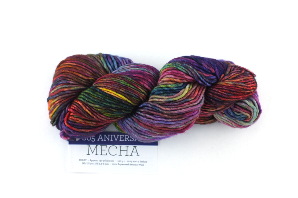 Malabrigo Mecha in color Aniversario, Merino Wool Bulky Weight Knitting Yarn, brights and darks reds and blues, #005 by Red Beauty Textiles
