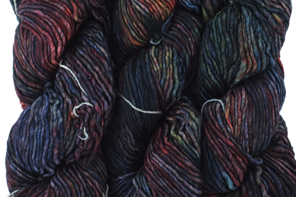Malabrigo Mecha in color Pocion, Bulky Weight Merino Wool Knitting Yarn, dark blues, greens, reds, #139 - Red Beauty Textiles