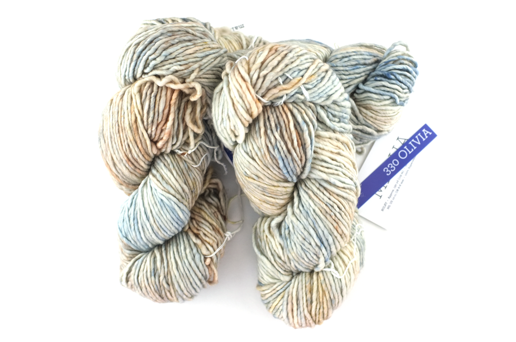 Malabrigo Mecha in color Olivia, Bulky Weight Merino Wool Knitting Yarn, beige, wheat, indigo, #330 - Red Beauty Textiles