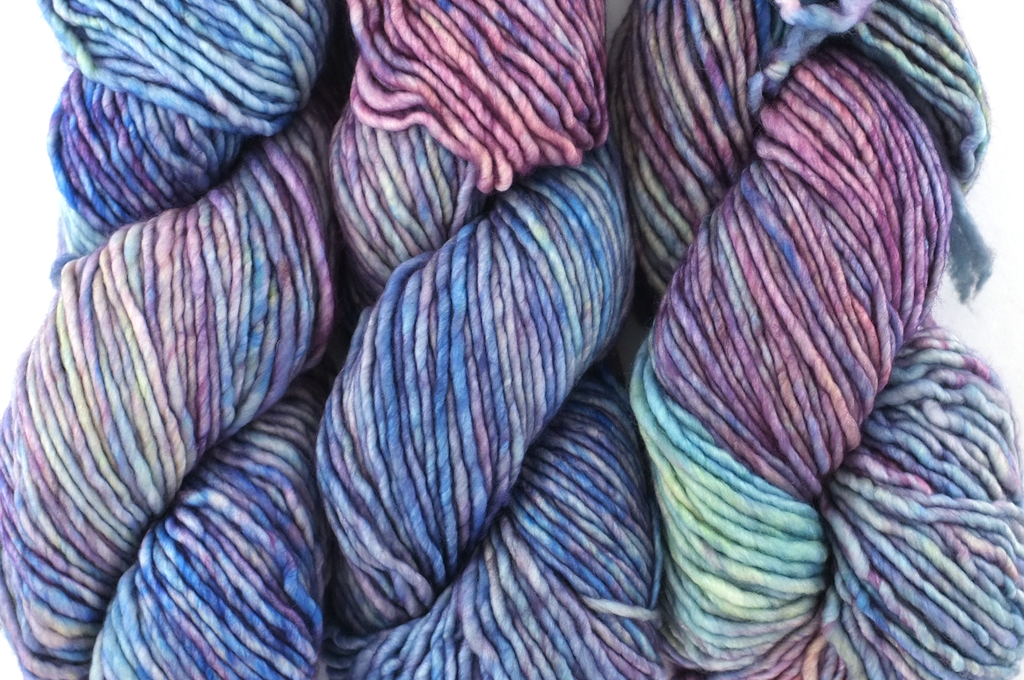 Malabrigo Mecha in color Arapey, Bulky Weight Merino Wool Knitting Yarn, blues, purples, #875 by Red Beauty Textiles