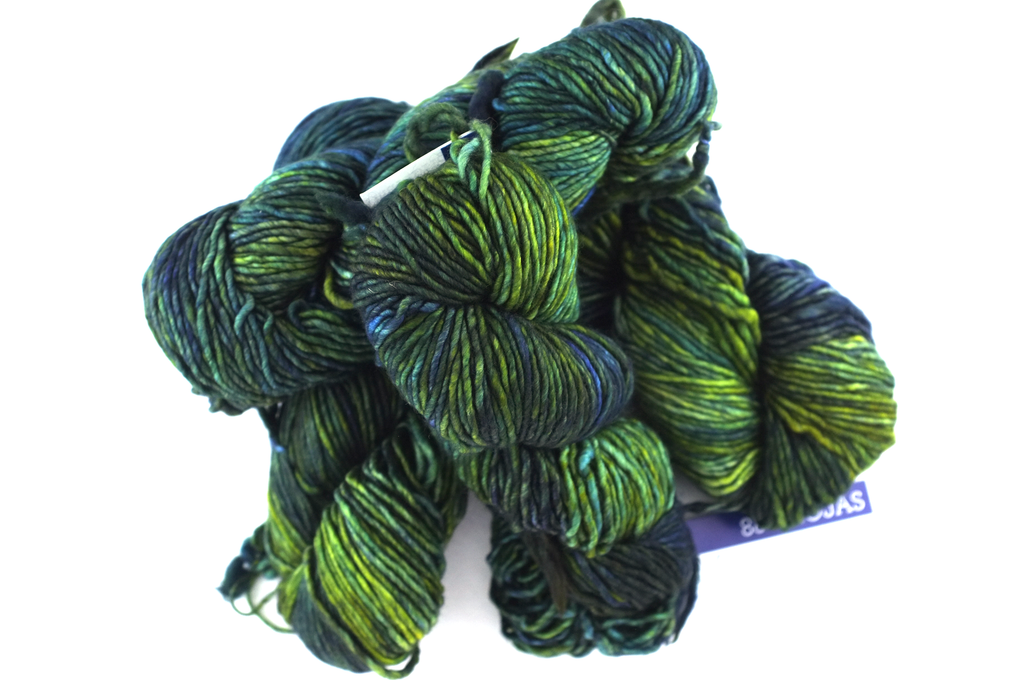 Malabrigo Mecha in color Hojas, Merino Wool Bulky Weight Knitting Yarn, forest of greens, #880 by Red Beauty Textiles