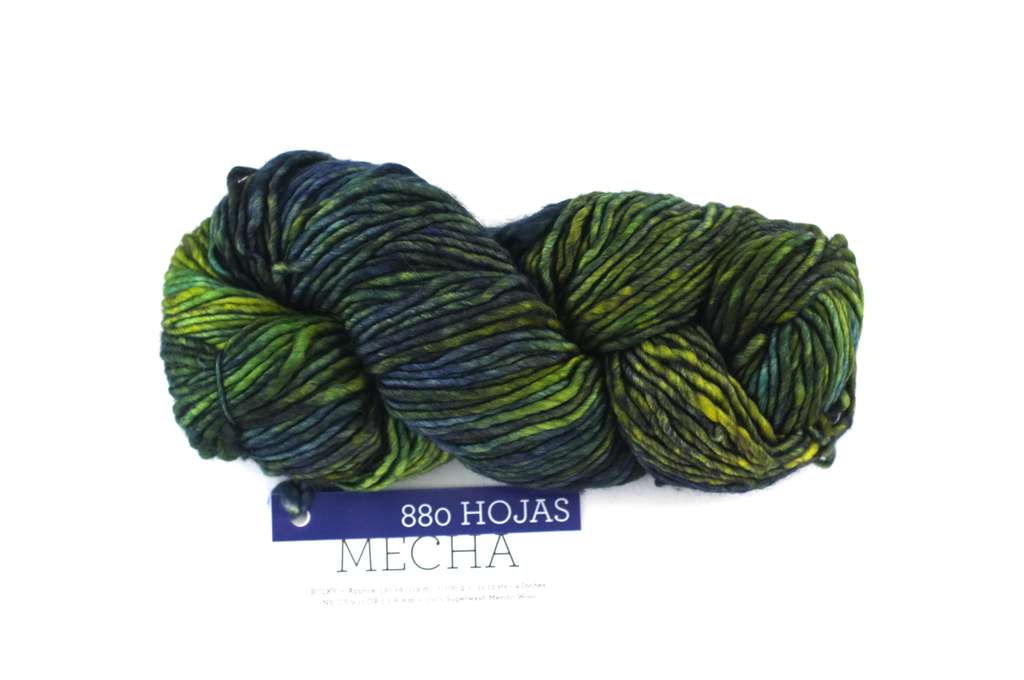 Malabrigo Mecha in color Hojas, Merino Wool Bulky Weight Knitting Yarn, forest of greens, #880 by Red Beauty Textiles