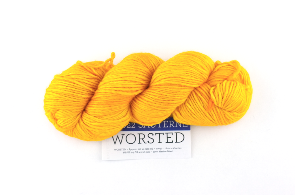 Malabrigo Worsted in color Sauterne, Merino Wool Aran Weight Knitting Yarn, warm buttercup yellow, #022 - Red Beauty Textiles