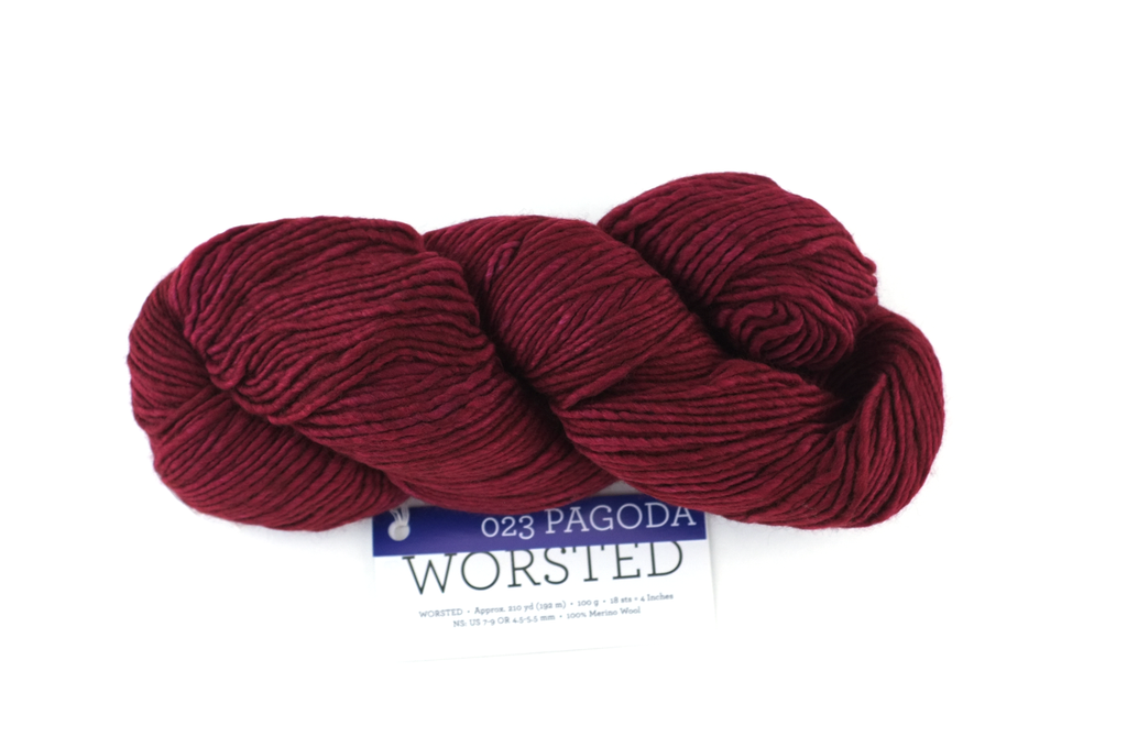 Malabrigo Worsted in color Pagoda, #023, Merino Wool Aran Weight Knitting Yarn, dark red - Red Beauty Textiles