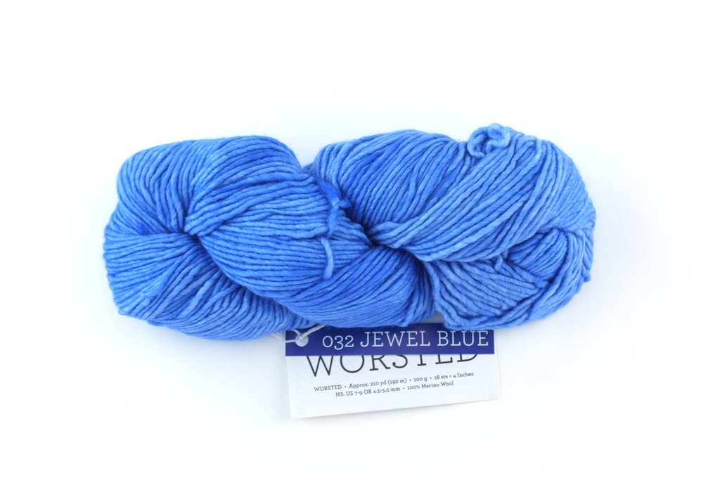 Malabrigo Worsted in color Jewel Blue, #032, Merino Wool Aran Weight Knitting Yarn, cerulean blue - Red Beauty Textiles