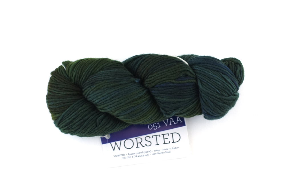 Malabrigo Worsted in color VAA, #051, Merino Wool Aran Weight Knitting Yarn, dark forest green - Red Beauty Textiles