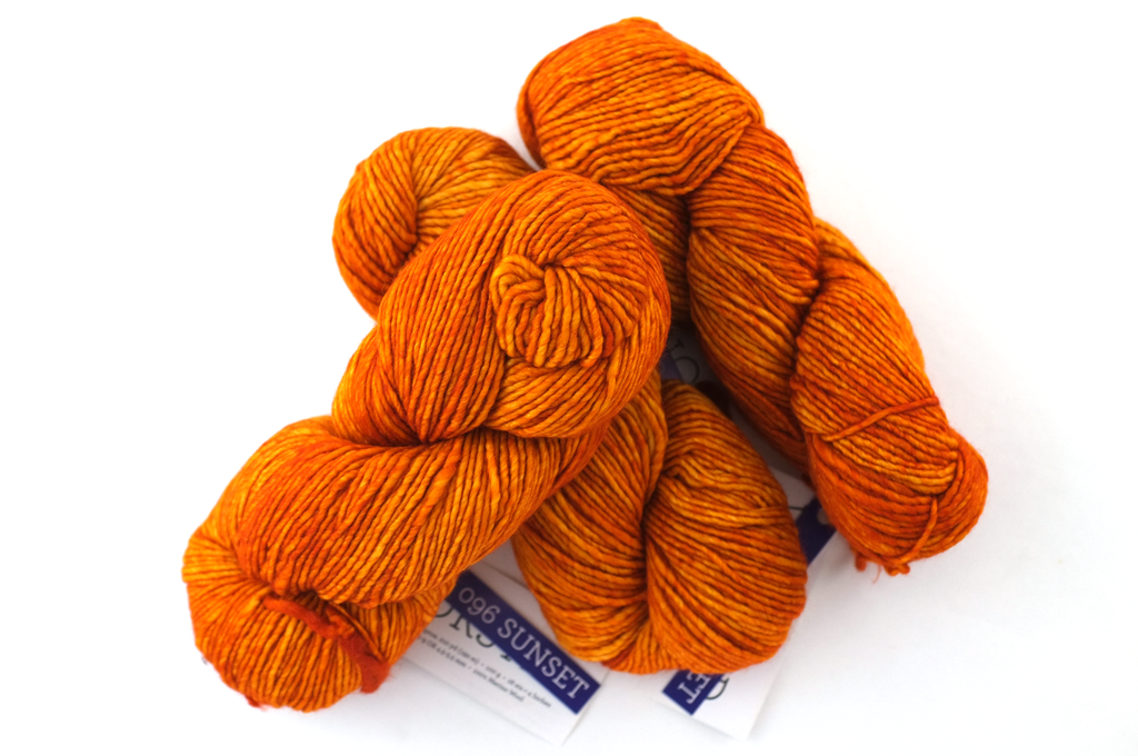 Malabrigo Worsted in color Sunset, Merino Wool Aran Weight Knitting Yarn, sunny yellow orange, #096 - Red Beauty Textiles