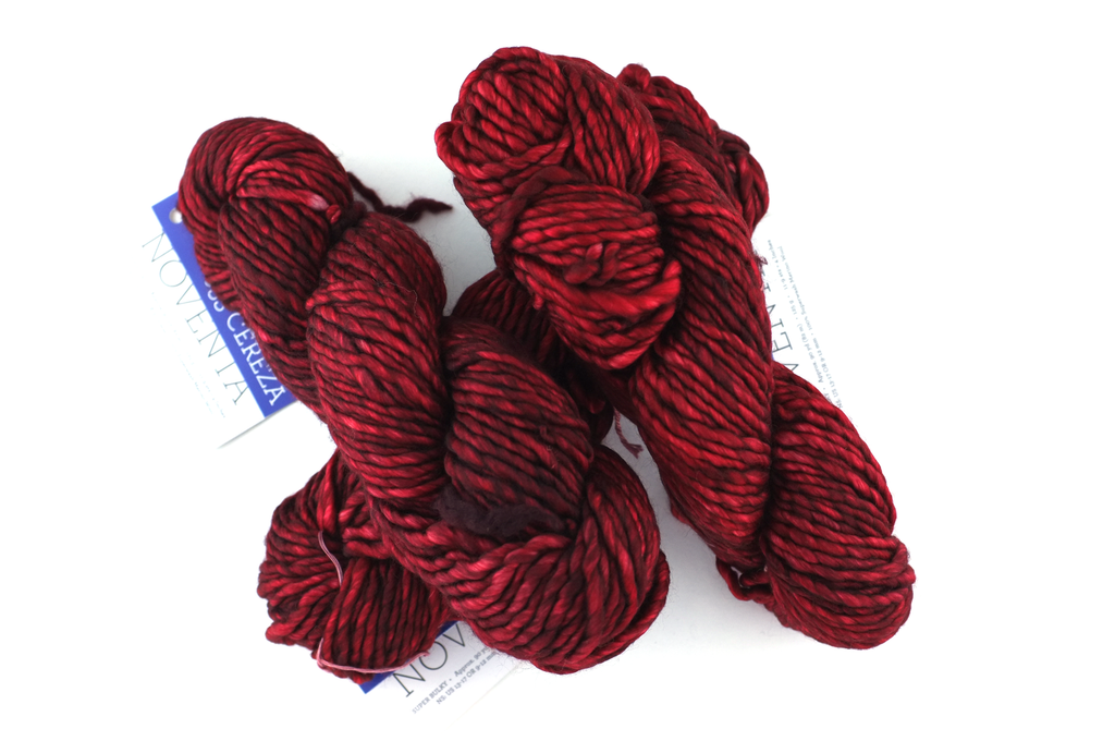 Malabrigo Noventa in color Cereza, Merino Wool Super Bulky Knitting Yarn, machine washable, dark red, #033 - Red Beauty Textiles