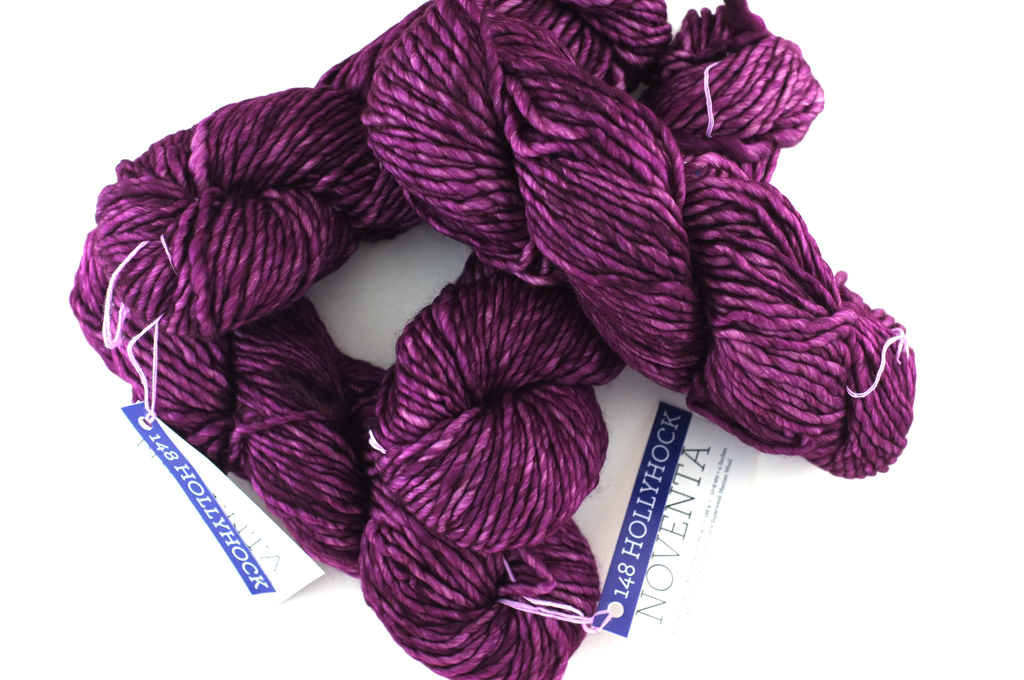 Malabrigo Noventa in color Hollyhock, Merino Wool Super Bulky Knitting Yarn, machine washable, intense magenta, #148 - Red Beauty Textiles