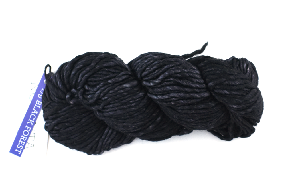 Malabrigo Noventa in color Black Forest, Merino Wool Super Bulky Yarn, machine washable, black, #179 by Red Beauty Textiles