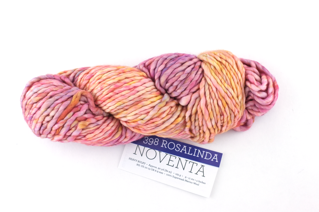 Malabrigo Noventa in color Rosalinda, Merino Wool Super Bulky Knitting Yarn, machine washable, pastel pinks, peaches, #398 by Red Beauty Textiles