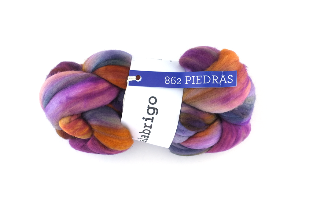 Malabrigo Fiber, Nube pure merino combed top, hand dyed in color Piedras, #862, orange, magenta - Red Beauty Textiles