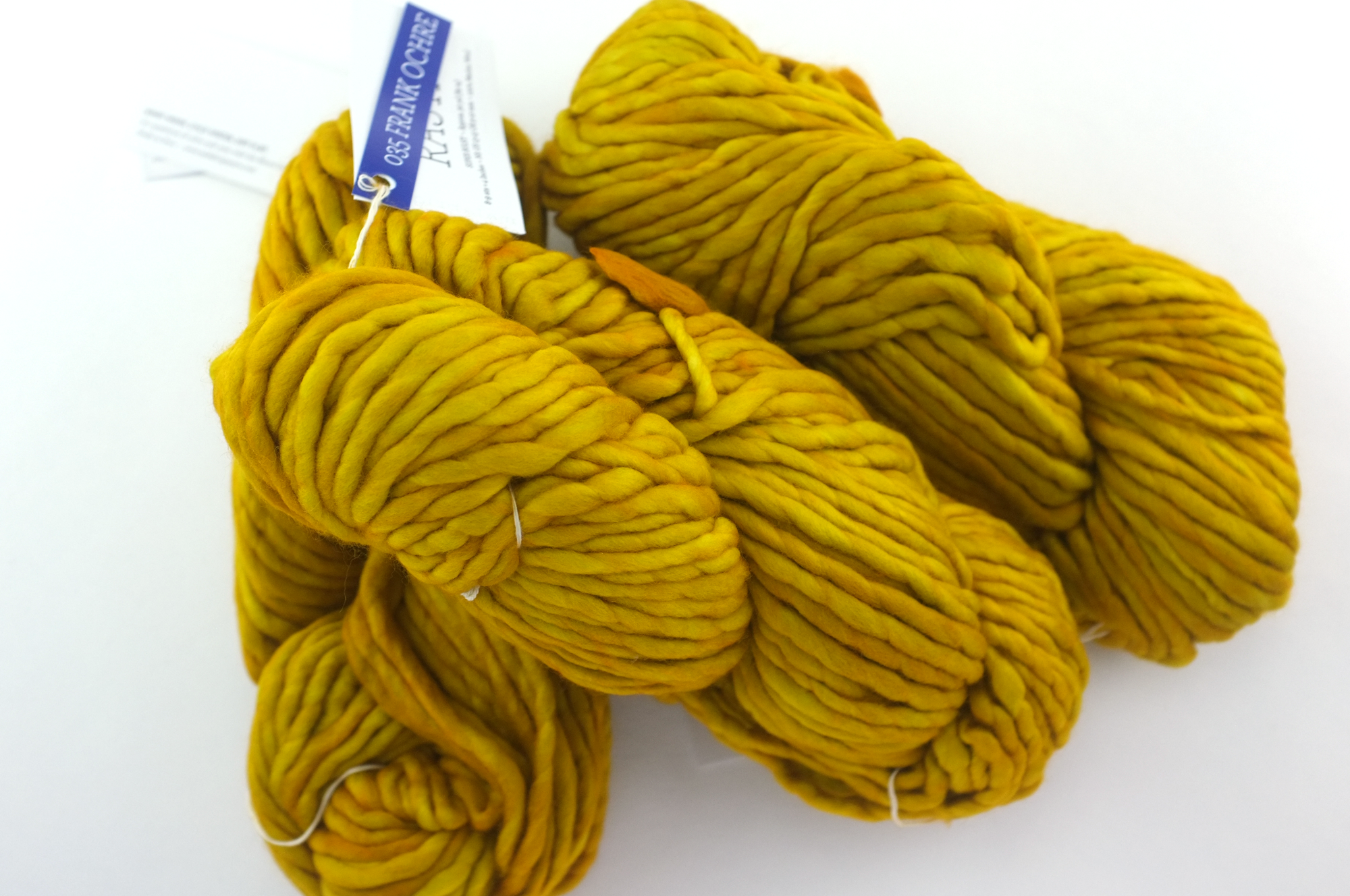 Malabrigo Rasta in color Frank Ochre, Super Bulky Merino Wool Knitting Yarn, gorgeous ochre yellow, #035 by Red Beauty Textiles