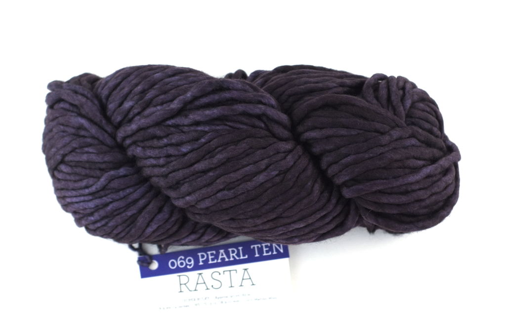 Malabrigo Rasta in color Pearl Ten, Merino Wool Super Bulky Knitting Yarn, deepest gray-eggplant, #069 by Red Beauty Textiles
