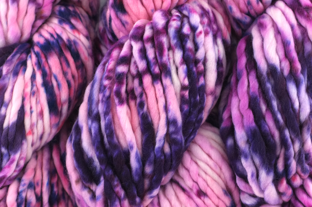 Malabrigo Rasta in color Blueberry Cream, Super Bulky Merino Wool Knitting Yarn, magenta, purple, off-white, #177 by Red Beauty Textiles