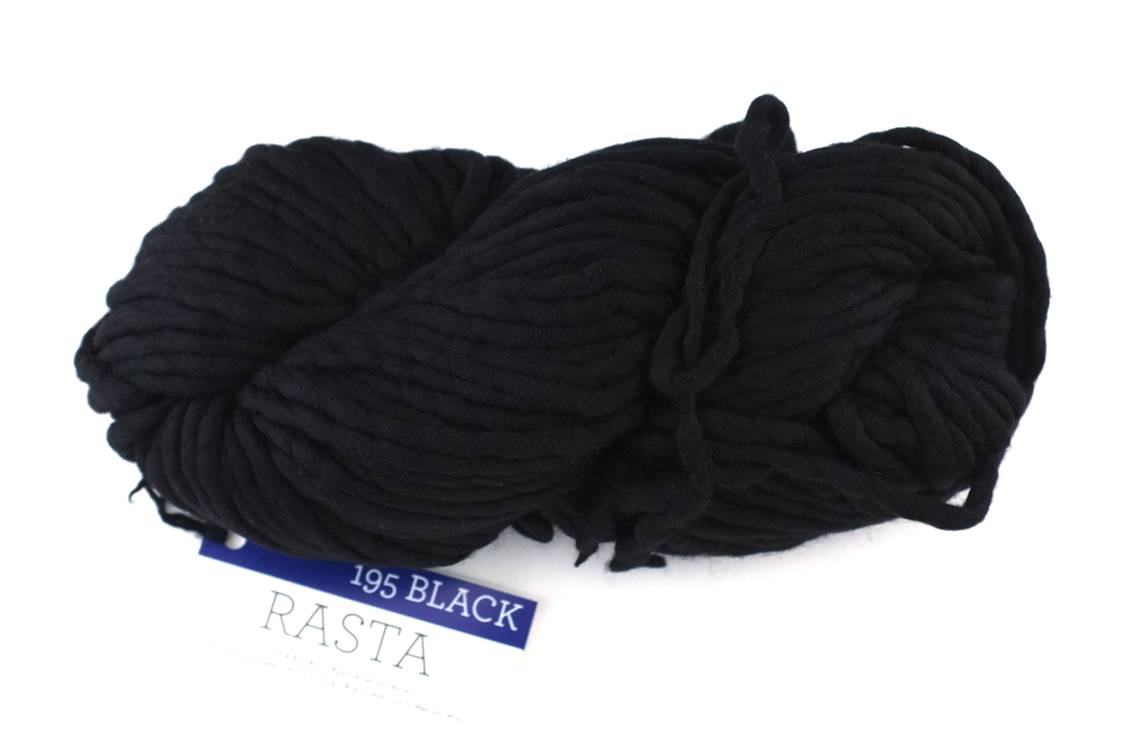 Malabrigo Rasta in color Black, Merino Wool Super Bulky Knitting Yarn, solid black, #195 by Red Beauty Textiles