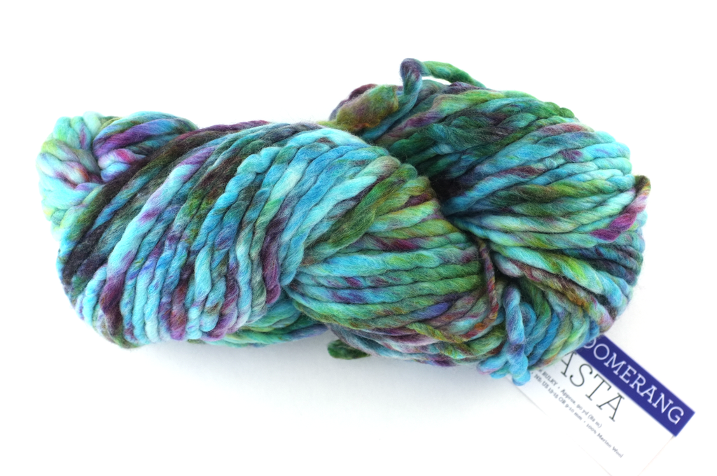 Malabrigo Rasta in color Boomerang, Super Bulky Merino Wool Knitting Yarn, turquoise, aqua, purple, #197 by Red Beauty Textiles