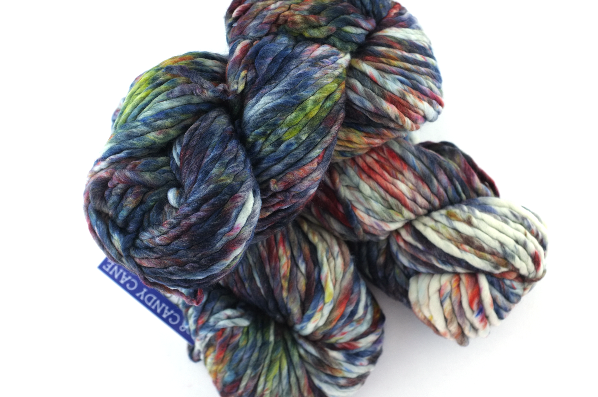 Malabrigo Rasta in color Candy Cane, Super Bulky Merino Wool Knitting Yarn, red, blue, gray, #198 by Red Beauty Textiles