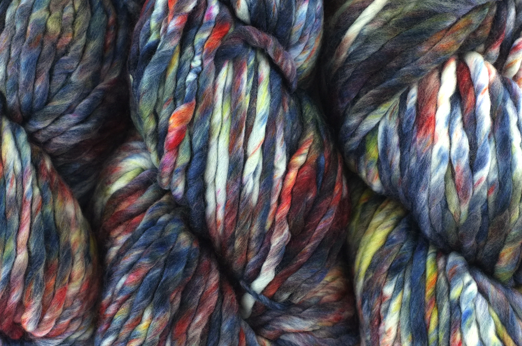 Malabrigo Rasta in color Candy Cane, Super Bulky Merino Wool Knitting Yarn, red, blue, gray, #198 by Red Beauty Textiles