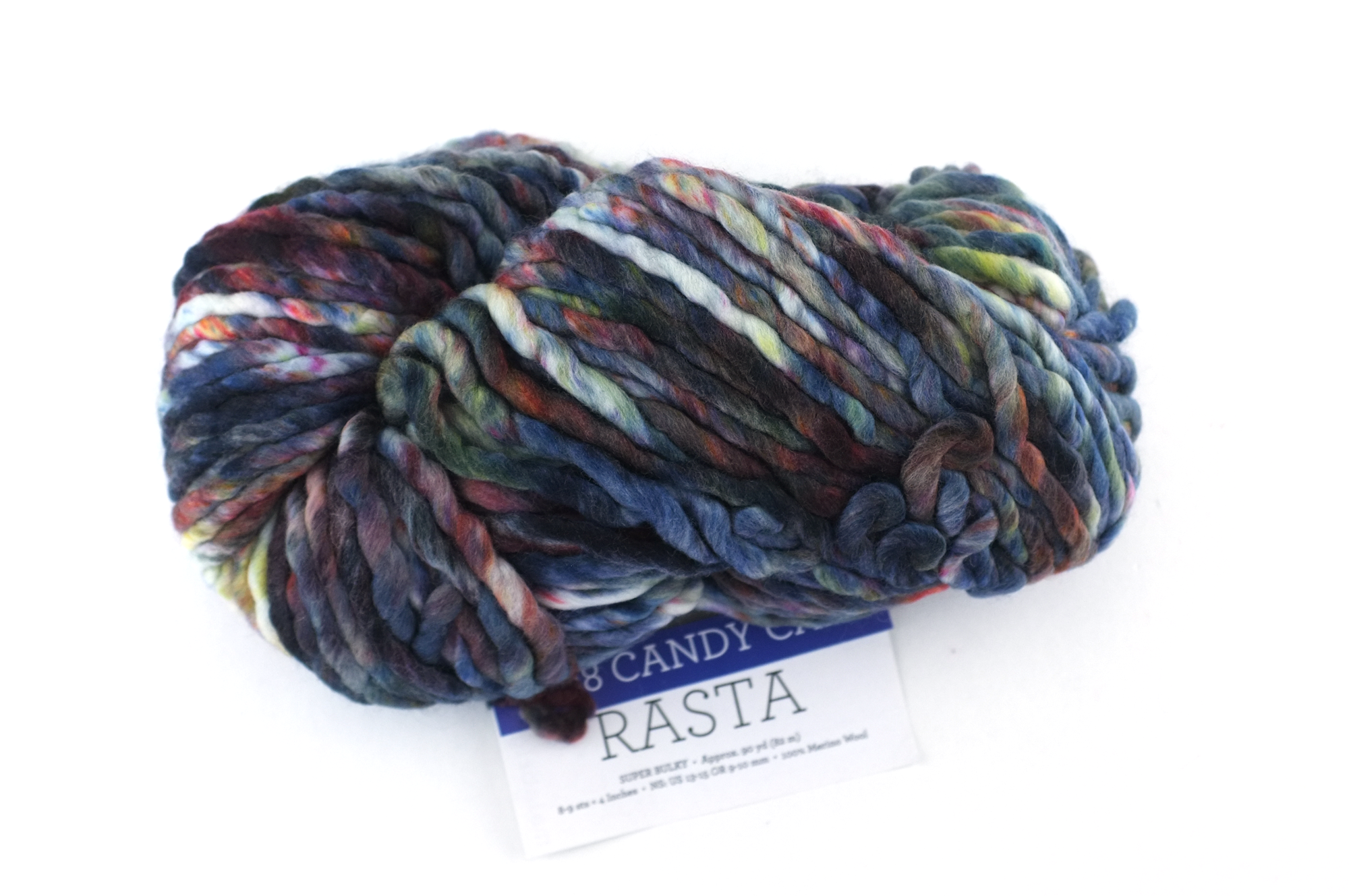 Malabrigo Rasta in color Candy Cane, Super Bulky Merino Wool Knitting Yarn, red, blue, gray, #198 by Red Beauty Textiles