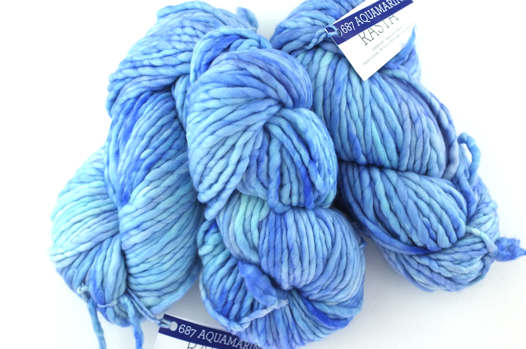 Malabrigo Rasta in color Aquamarine, Merino Wool Super Bulky Knitting Yarn, #687 - Red Beauty Textiles