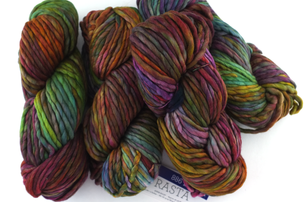 Malabrigo Rasta in color Diana, Super Bulky Merino Wool Knitting Yarn, red, green, chestnut, #886 by Red Beauty Textiles