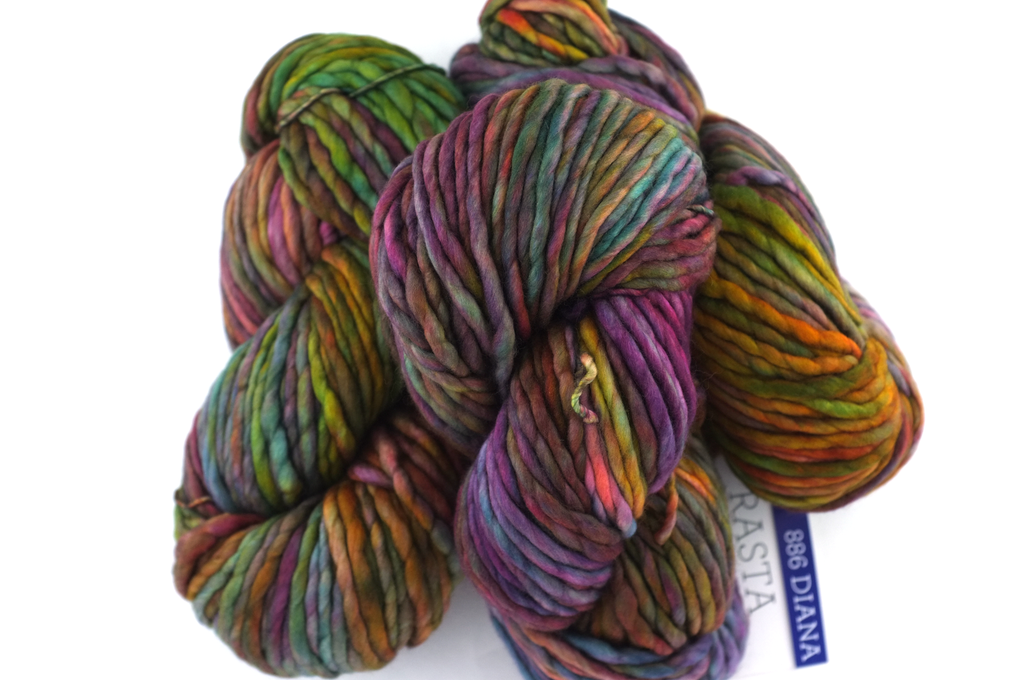Malabrigo Rasta in color Diana, Super Bulky Merino Wool Knitting Yarn, red, green, chestnut, #886 by Red Beauty Textiles