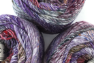 Noro Rikka Color 07, bulky weight knitting yarn, dragon skeins in red-violet, white, red, wool, alpaca, silk by Red Beauty Textiles