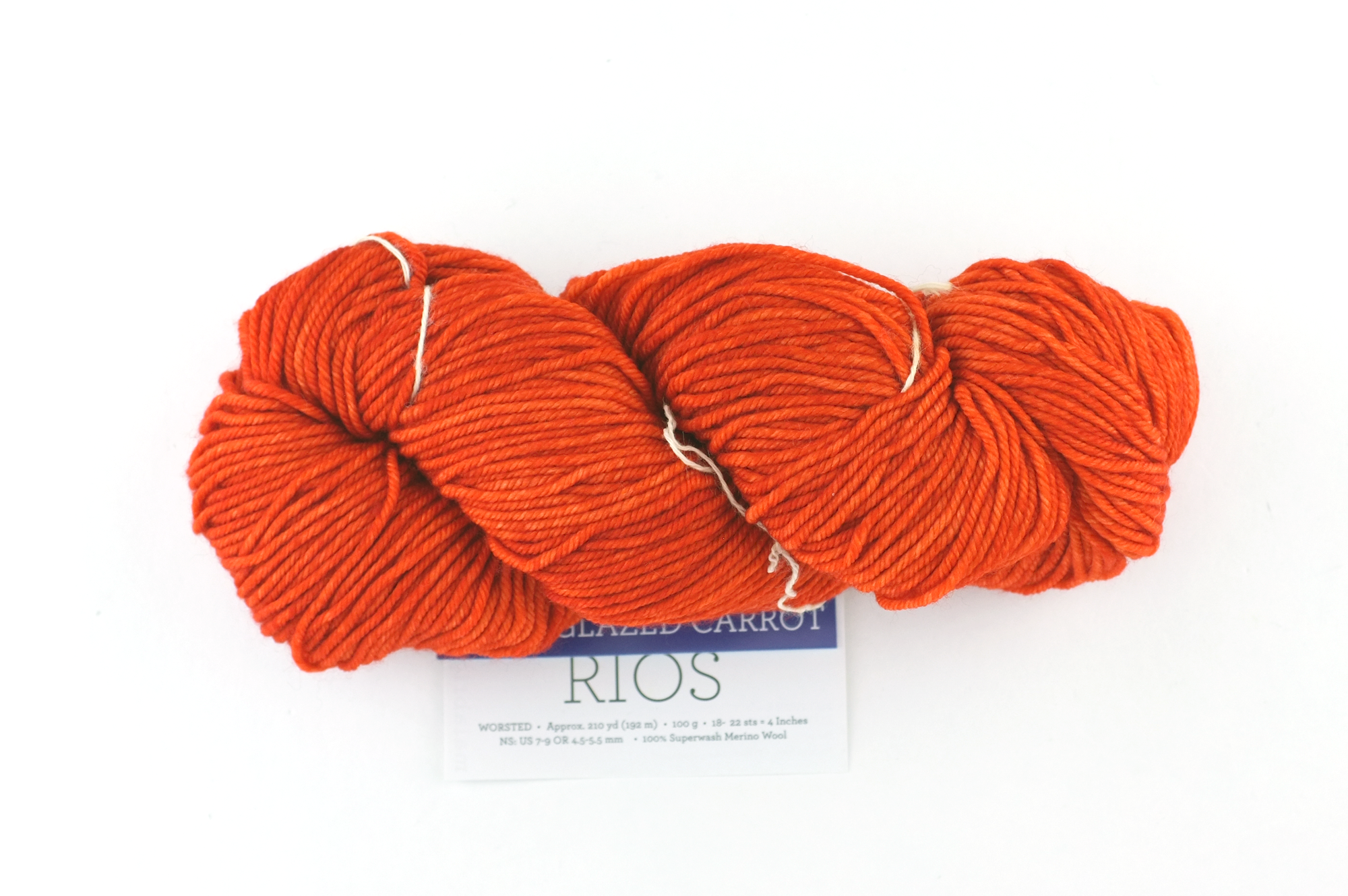 Malabrigo Rios in color Glazed Carrot, merino wool worsted weight knitting yarn, orange, #016 - Red Beauty Textiles