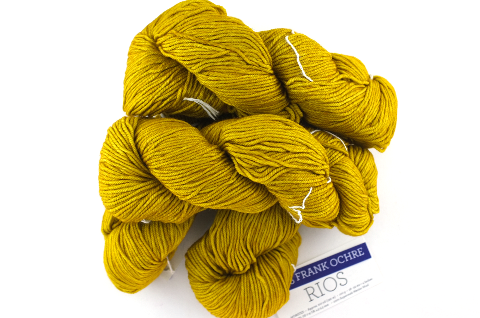 Malabrigo Rios in color Frank Ochre, Worsted Weight Superwash Merino Wool Knitting Yarn, rich ochre yellow, #035 by Red Beauty Textiles