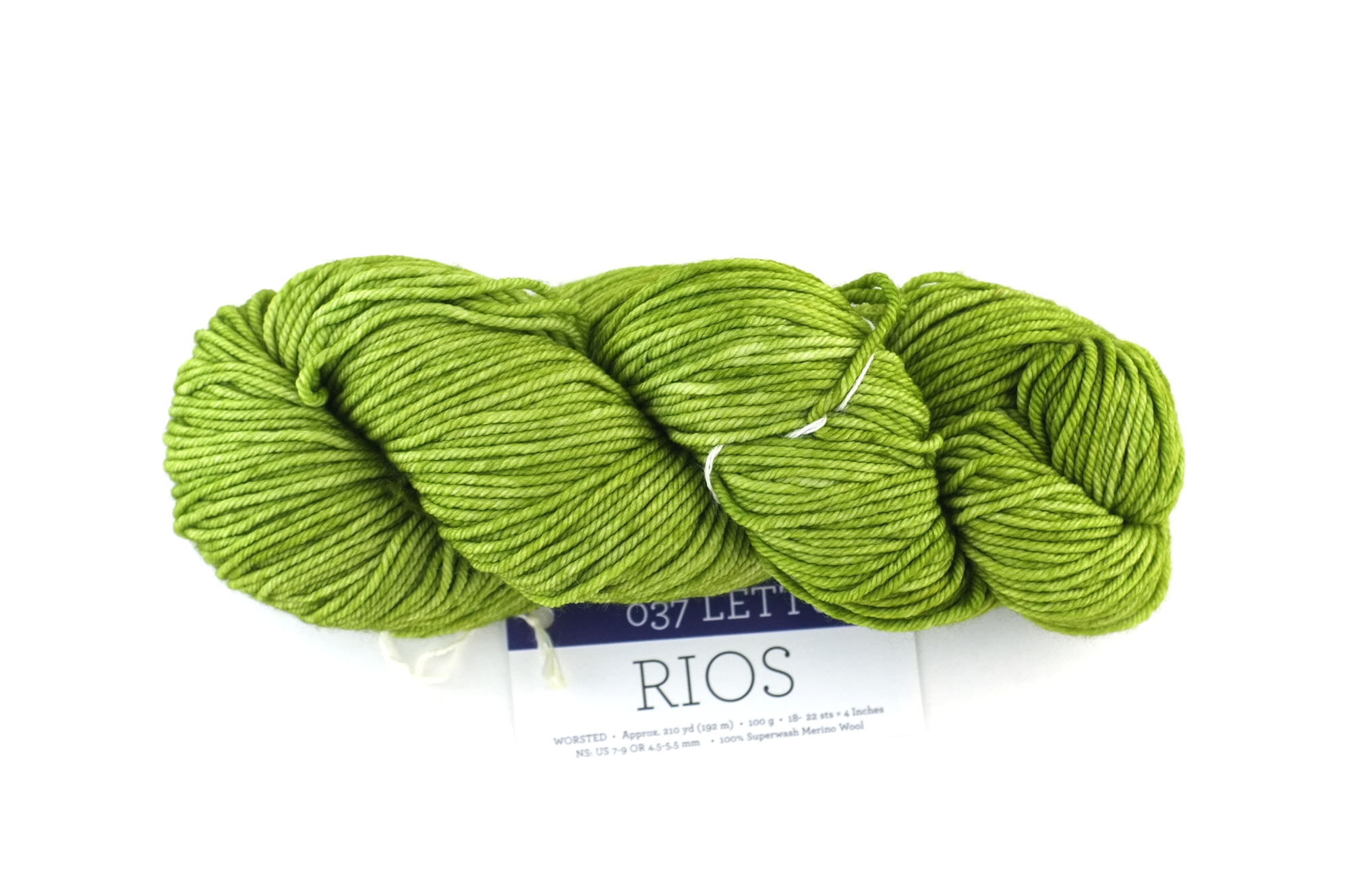 Malabrigo Rios yarn, color Lettuce, bright lettuce green, #037, superwash merino worsted weight knitting yarn by Red Beauty Textiles